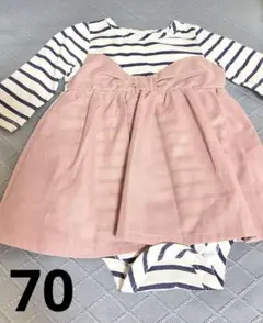 ベビー ワンピース　ストライプ柄 ロンパース