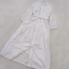 【ZARA】レース ロングシャツワンピース エンブロイダリー ベルト付 刺繍