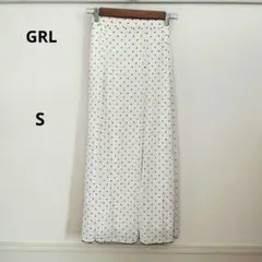 GRL グレイル ホワイト ドット柄フレアロング スカート 夏 S
