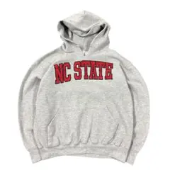 ロゴ刺繍　プルオーバーパーカー　グレー　古着　used 7AS14