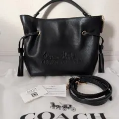 COACH ブラック レザー 2wayショルダー トート バッグ