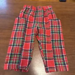 ズボン　micorrid チェック　Xmas チマジロ　90パンツ