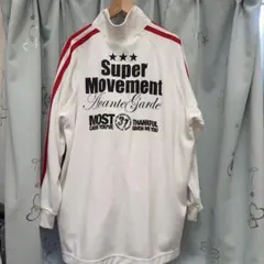 ビッグサイズ　ホワイトジャージセット 赤いストライプ