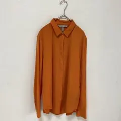【H&M/エイチアンドエム】長袖　ブラウス　ドレープ　【EUR 38】オレンジのサムネイル