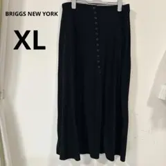 【BRIGGS NEW YORK】フロントボタン マキシ丈 スカート 黒 1XL