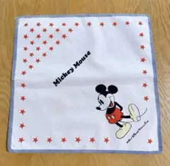 【昭和レトロ】ミッキーマウス ハンカチ 赤い星 1980年代 グレー 28×28