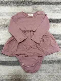 ピンク 長袖ドレス風ロンパース