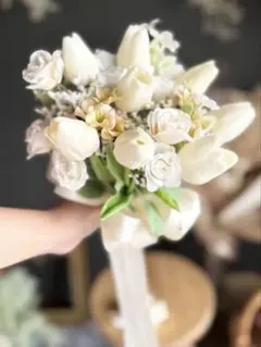 チューリップ×ミニバラクラッチブーケ☆ブートニア