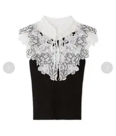 SNIDEL スナイデル レースカラーノースリニット