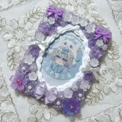 B8 硬質ケースデコ　ホイップデコ　トレカケースデコ（紫お花リボン）