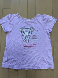 mezzo piano クマデザイン Tシャツ ピンク