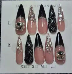 #ネイルチップ#ロングネイル#ギャルネイル#黒フレンチ【おまとめ依頼大歓迎♡】