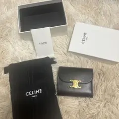 CELINE トリオンフ 三つ折り財布 ブラック