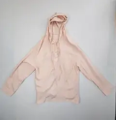 きれいめカジュアル デイクローゼット ピンク パーカー首元ボタン付き Lサイズ