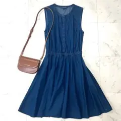 TOMMY HILFIGERノースリーブ柔らかなデニム生地 ワンピース 4 膝丈