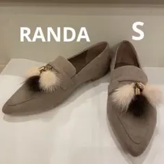 RANDA ファーチャーム付き　ローヒールパンプス ローファー　スエード　S