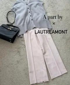 美品　グレー ニット ピンク ワイドパンツ コーデ売りオフィスカジュアルきれいめ