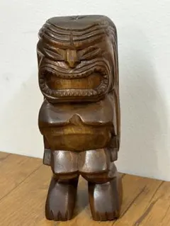 木彫り ティキ 人形 置物 魔除け ハワイアン雑貨 ウッドカービング 約20cm