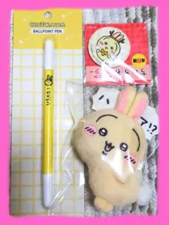 韓国限定 ちいかわ 討伐棒 ボールペン うさぎ マスコット 缶バッジ セット