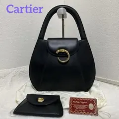 極美品　カルティエ パンテール パンサーライン ハンドバッグ ブラック　ポーチ付