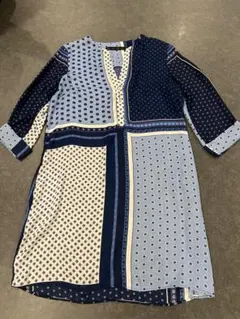 ZARA BASIC 五分袖チュニック M ネイビー系