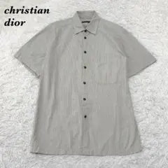 【美品】Christian Dior 半袖シャツ M ベージュ系ストライプのサムネイル