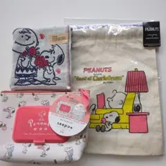 Peanuts スヌーピー ポーチ、タオルハンカチ、巾着