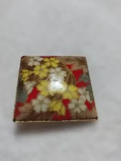 和柄 スクエア ブローチ 花柄