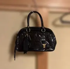 COACH コーチ レザーハンドバッグ ポピー プッシュロック サッチェル