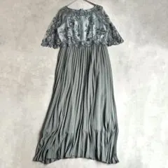 大きいサイズ2XL✨GIRL 刺繍レーストップ プリーツシフォン マキシ丈ドレス