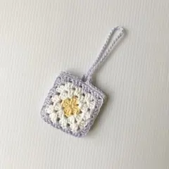 編み物　AirPodsポーチ　マルチケース　パープル　紫