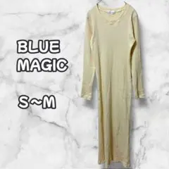 N0549　ロングワンピース　リブニット　長袖ストレッチ　アイボリー　Ｓ〜Ｍ