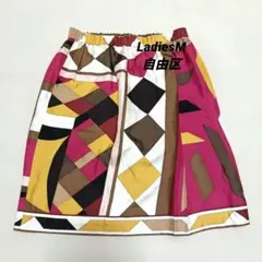 【訳あり】自由区 シルク スカート 派手柄 M ウエストゴムのサムネイル