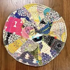 【ハンドメイド】北欧柄　刺し子とパッチワークのマルチマット　中サイズ