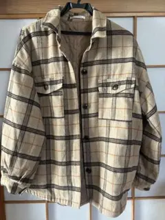 RETRO GIRL チェック柄長袖シャツ ブラウン系　ブラックライン