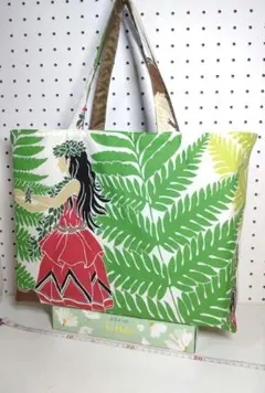 〚1点のみ〛トートバッグ 大きめ ショルダ リバーシブル ハワイ フラ ハンドメ