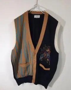 【adabat】刺繍入りＶネックベスト/ゴルフウェア/希少オールド/日本製