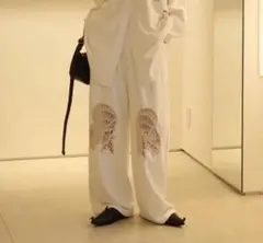 louren cutwork embroidery pant white S - メルカリ
