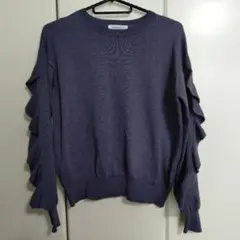 ㈱ワールド　OPAQUE CLIP フリルセーター グレー