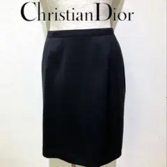 Christian Dior 黒 ひざ丈スカート両サイドポケット付き
