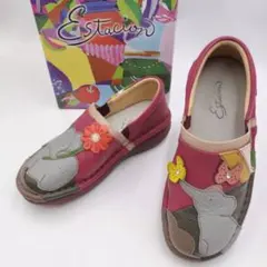 美品✨️エスタシオン 犬花 本革 スリッポン Mサイズ 箱付 定価19800円のサムネイル