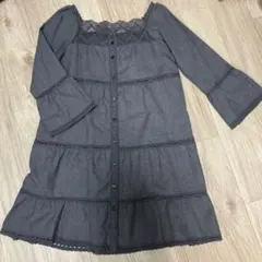 美品！ナチュラルクチュール　グレーのほんとにかわいいAラインワンピース