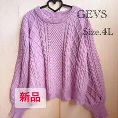 新品♡ジェイヴィス GEVS♡大きいサイズ♡アラン柄クルーネックニット♡4L