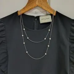 ミニパールの2連ネックレス　silver 　45cm＆60cm