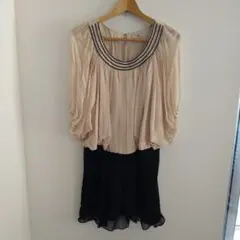 GRACE CONTINENTAL/シルクシフォンドレス/ベーシュ✕ブラック