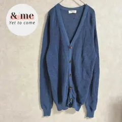 美品　タイムフライズ　透かし編みニットカーディガン　Ｖネック　ネイビー　メンズL