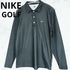 NIKEナイキ　ゴルフウェア　メンズ　長袖ポロシャツ ブラック 黒　M