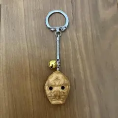 쇼와 레트로 나무 조각 고봉산 텐구면 키홀더