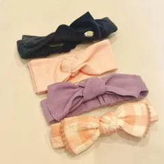 ヘアバンド　4点セット　スウィートマミー　スラップスリップ　リボン　ピンク