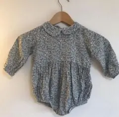 韓国子供服　花柄ロンパース ブルー系 長袖